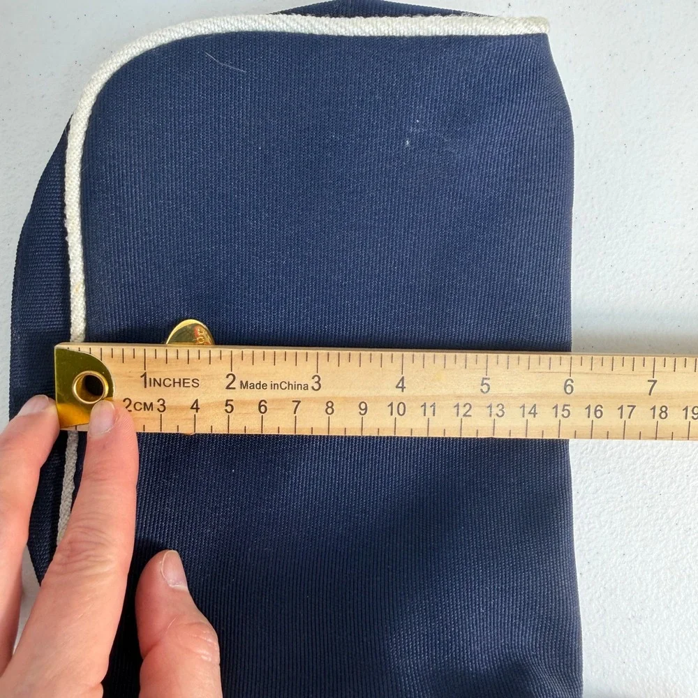 Vintage Christian Dior Parfums Cosmetic Make Up Bag Pouch Canvas Navy‎ Blue